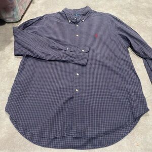 Ralph Lauren Men's Blue Checkered Button Down Shirt